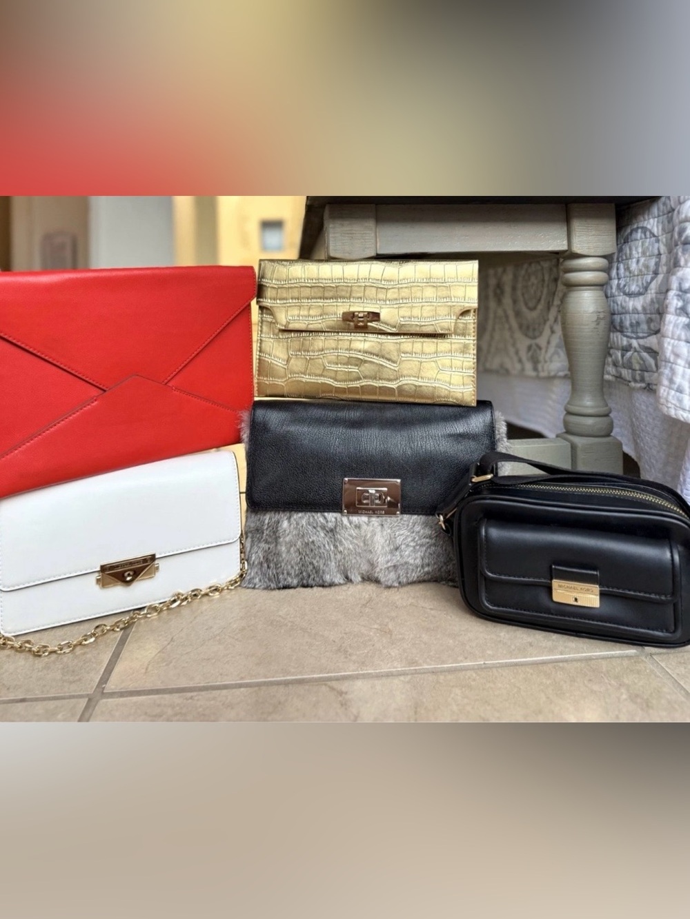 Lot of 5 Designer Michael Kors Handbag Lot Bundle of Purses, Clutch
